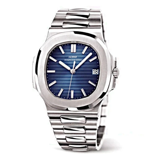 TIME WARRIOR Lgxige Men’s Automatic Water Resistant Watch, Luminous Luxury Stainless Steel Blue Dial Patek style mens watch