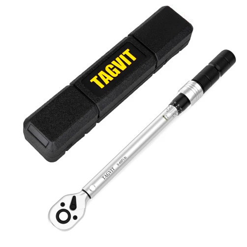 TAGVIT 3/8 Inch Drive Click Torque Wrench, 5-45 Ft-Lb/6.8-61.2 Nm Torque Wrench, 72-Tooth Bicycle Torque Wrench, Dual Direction Adjustable Torque Wrench for Bike Motorcycle Car