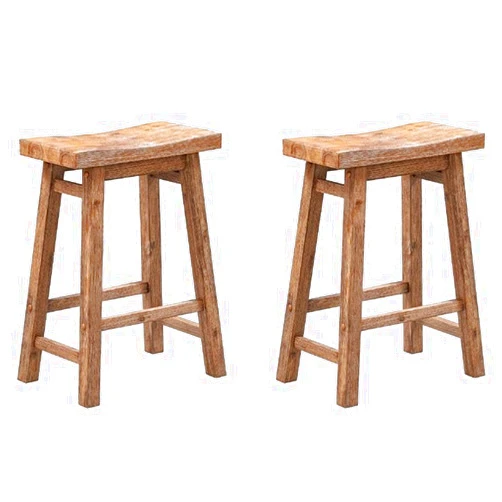 Boraam Sonoma Counter Height Backless Saddle Stool for Kitchen, Barnwood Wire-Brush Finish, Set of 2