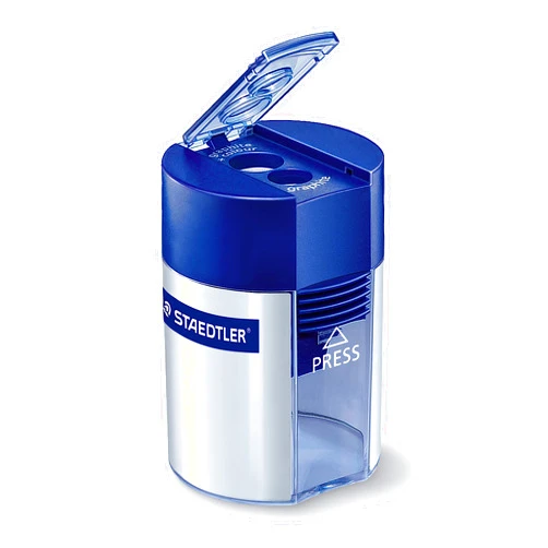 Staedtler Double Hole Pencil Sharpener, Two Holes for Standard Pencils, Large Colored Pencils, and Makeup Pencils, 512 001 BK