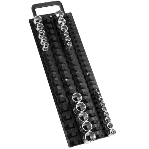 ALOANES 80-Piece Portable Socket Organizer Steel Tray - Heavy Duty Socket Holders with Portable Handle, Socket Rack, 1/4-Inch x26 Clips, 3/8-Inch x 30 Clips, 1/2-Inch x 24 Clips (Black)
