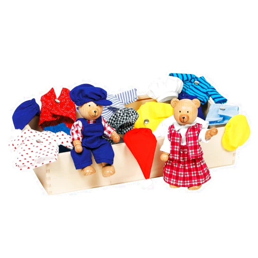 Goki Flexible Puppets Bears Benna & Bennoh with Wardrobe Doll, Multicolor (51914)