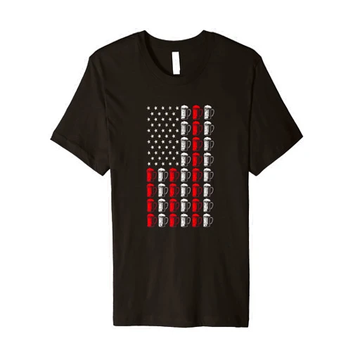 SHIRTSIDE Craft Beer Craft Beer American Flag Patriotic 4th Of July Booze Brewer Premium T-Shirt