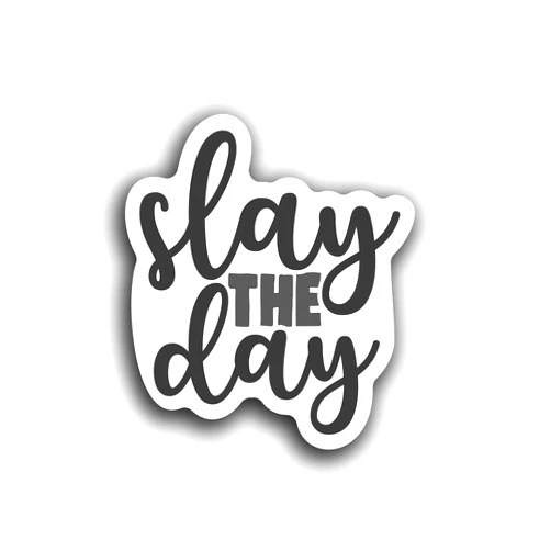 JMM Industries Slay The Day Decal Cute Funny Motivation Inspiration Quote Saying 5.5-Inches by 5-Inches Premium Quality Vinyl Sticker UV Protective Laminate PDS2115