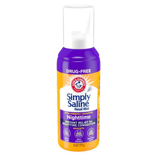ARM & HAMMER Simply Saline Nighttime Nasal Mist 4.6oz- Instant Relief for SEVERE Congestion- One 4.6oz Bottle