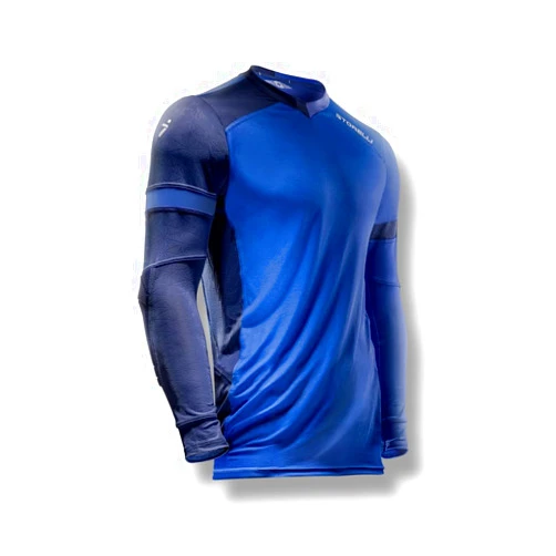 Storelli ExoShield Gladiator Goalkeeper Jersey, High-Impact Protection, Sweat-Wicking, Breathable Athletic Shirt for Soccer & Heavy-Duty Sports, Black/Strike, Small