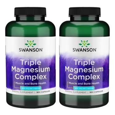 Swanson Triple Magnesium Complex Absorption Bone and Mood Health Citrate Oxide and Aspartate Combination Supplement 400 mg 300 Capsules (2 Pack)