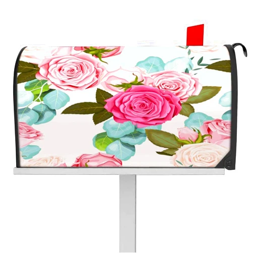 Sertiony 21X18 Inch Mailbox Covers Flower Cute Vintage Antique Background Bright Cream Eucalyptus Feminine Floral Illustration Waterproof Magnetic Mailbox Covers Mailbox Wraps