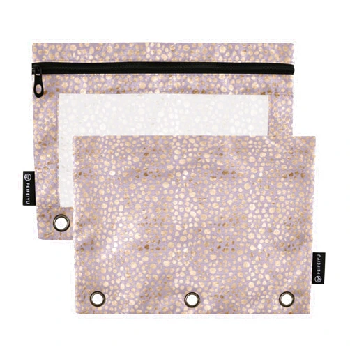KLL Smalldots_rosegold_lilac Binder Pocket Folders Plastic Pencil Case for 3 Rings Binder Bag with Three Rings for Office Stationery Supplies