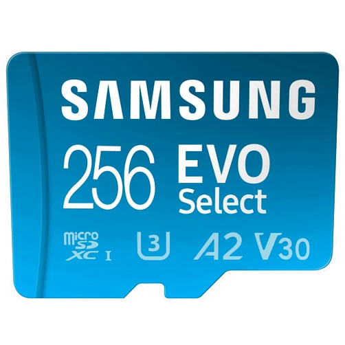 SAMSUNG EVO Select Micro SD-Memory-Card + Adapter, 256GB microSDXC 130MB/s Full HD & 4K UHD, UHS-I, U3, A2, V30, Expanded Storage for Android Smartphones, Tablets, Nintendo-Switch (MB-ME256KA/AM)