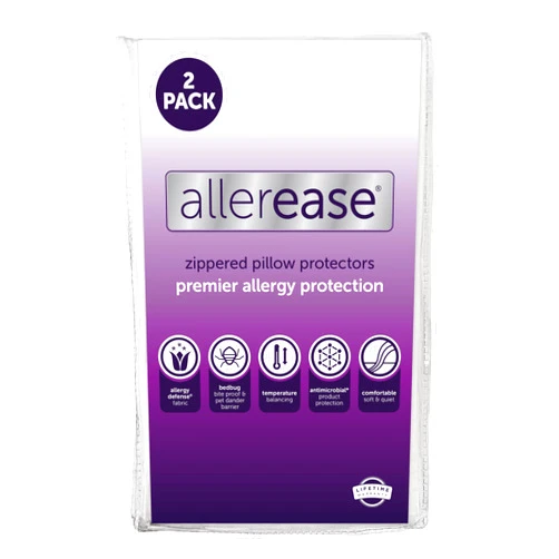 Aller-Ease Set of 2 King AllerEase Pillow Protectors - Temperature Balancing, Allergist Recommended - Premium Breathable, Zippered Protectors