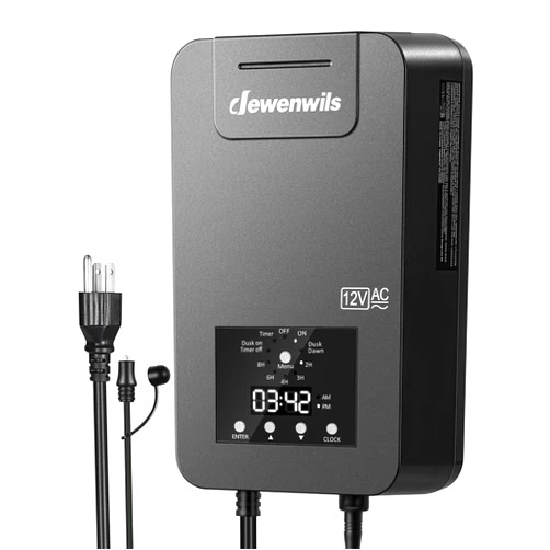 DEWENWILS 200W Low Voltage Landscape Transformer with Photocell Sensor & Timer, 120V AC to 12V/14V AC, Weatherproof Outdoor Landscape Lighting Transformer for Garden Lights, Spotlights, Steplights