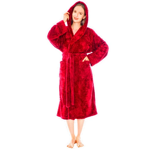 PAVILIA Women Hooded Plush Soft Robe | Fluffy Warm Fleece Sherpa Shaggy Bathrobe