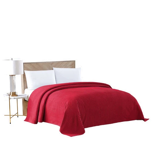 Beatrice Home Fashions Channel Chenille Bedspread, Queen, Burgundy