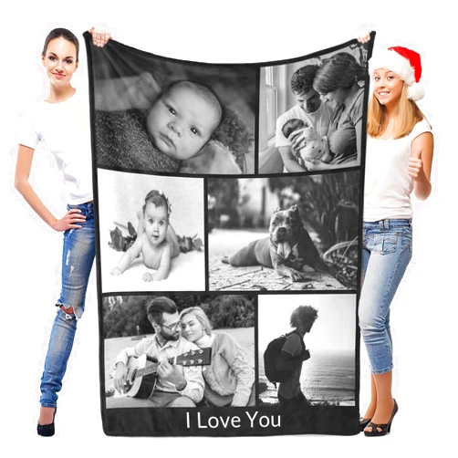 InkArts Custom Blanket with Photo, Personalized Blanket, Custom Photo Blanket, Picture Blanket, Customized Blanket, Personalized Anniversary Birthday Gifts for Women, Men, Him, Her, Mom, Dad, Family