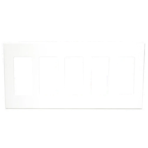 Leviton 80321-SW 5-Gang Decora Plus Screwless Snap-On Wallplate, White