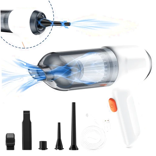 Fanisic Mini Vacuum, Cordless Handheld Car Vacuum Cleaner Rechargeable, 8000PA Strong Suction, 3 in1 Dust Buster & Air Blower & Hand Pump, Dry Use for Car, Keyboard, Inflate/Deflate Swim Ring