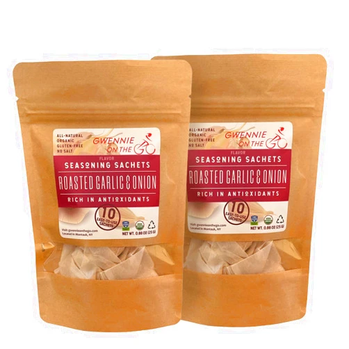 Gwennie on the GO – Seasoning Sachets | Roasted Garlic & Onion | Certified Organic | Fresh, Gluten- Free | Resealable Pouch | Seasoning Mix Packets for Soups & Sauces | 20 Sachets | 2 Pack