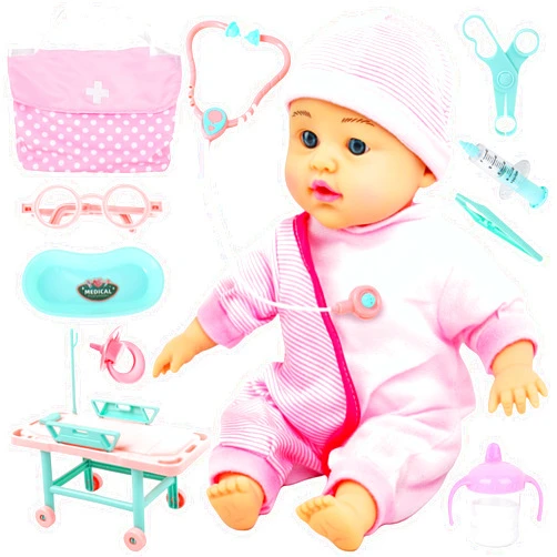 SMILESSKIDDO Talking Baby Doll with Toy Doctor Kit for Kids - Soft Body Dolls & 10 Pcs Pretend Play Medical Doctor Playset for Toddler Boys Girls Ages 3 4 5 6+