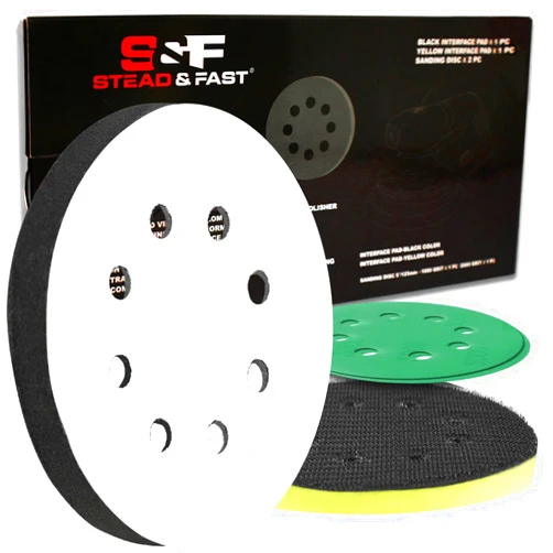 S&F STEAD & FAST Orbital Sander Foam Pad 5 inch, Foam Sanding Pads for Orbital Sander 2pcs, Interface Pad 8 Holes, Hook and Loop Backing Pad, Soft Sander Cushion Pad, Sponge Buffer by S&F STEAD & FAST