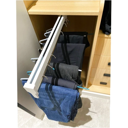 FKKPRVAX Closet Clothes Rail Pull Out Pants Hanger,Retractable Closet Rod Adjustable 30cm-60cm Coat Hanger Sliding Rail Metal,Load 25kg (Size : 350mm/13.8in)