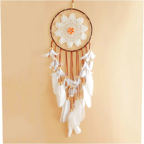 Aniaoie Large Boho Dream Catcher with Natural Wooden Beads, Macrame Wall Hanging, Woven Feather Tassels Dreamcatcher Decoration for Wedding Home Decorations,without Light