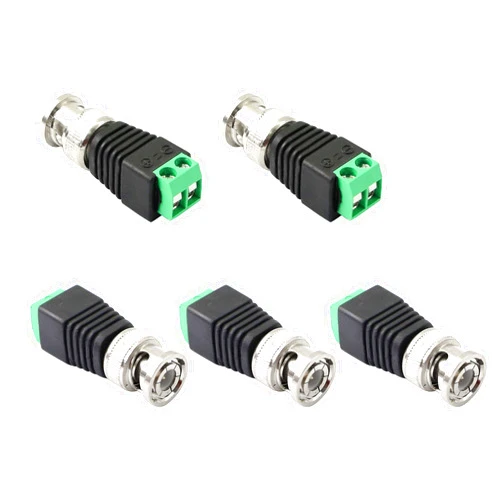 PNGKNYOCN BNC Male Connector BNC to 2 Screw Terminal Solderless Adapter for Transmit CAT5 Coaxial Cable to CCTV Surveillance Camera(5-Pack)