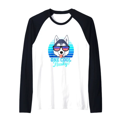 Sled Dog Day gifts Husky USA Canada America Husky Gifts Men Women Kids Boys Girls Sled Dog Day Huskies Raglan Baseball Tee