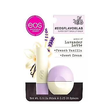 eos Flavor Lab Lip Balm Stick/Sphere Lavender Vanilla Latte Pack of 1(Total 0.39oz)