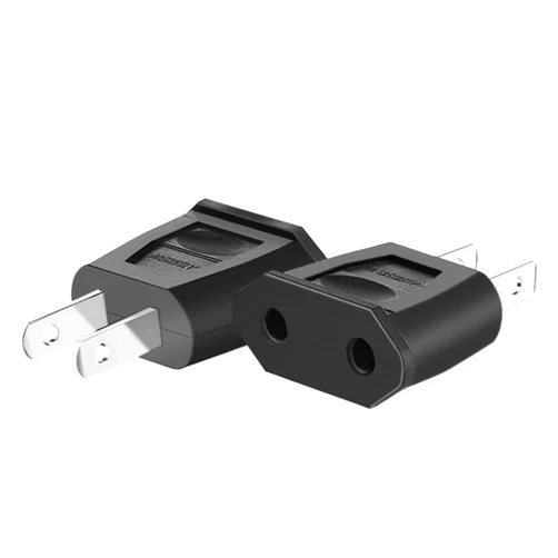JORINDO (Black-2pcs) Socket Plug Adapter Europe EU Euro to US Travel Charger AC Power Converter，US 2 pin Plug to EU 2 Hole Socket Power Jack Wall Plug Converter Travel Adapter,4.0mm Hole