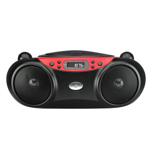 GPX, Inc. Portable Top-Loading CD Boombox with AM/FM Radio and 3.5mm Line In for MP3 Device - Red/Black