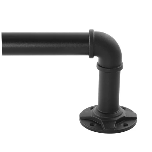 Generic Curtain Rods for Windows 28 to 48 inch, 1 Inch Industrial Curtain Rod, Wrap Around Black Curtain Rods, Indoor/Outdoor Curtain Rod, Room Divider Curtain Rod, Adjustable Curtain Rod, 32-48