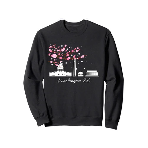 Washington DC Cherry Blossom Designs Washington DC Monuments Memorials Cherry Blossoms Sweatshirt