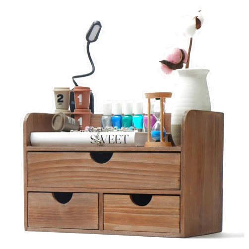 Executive Office Solutions Vintage Rustic Wooden Office Desk Organizer & Mail Rack For Desktop, Tabletop, or Counter - Distressed Torched Wood - For Office Supplies, Desk Accessories, or Mail - Brown