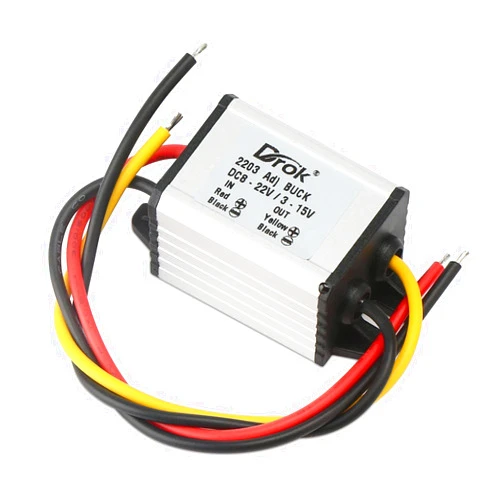 DROK Waterproof DC Buck Converter Voltage Regulator 8-22V to 3-15V 5V 12V 3A Adjustable Output Power Supply Transformer Step-Down Volt Module Board for Car Auto Vehicle Motor Regulated SR