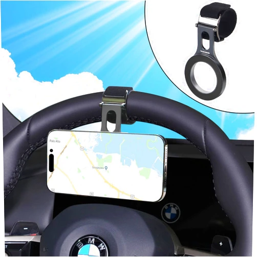 Vugosson Magnetic Phone Holder for Car, Steering Wheel Phone Mount Fits MagSafe Car Mount[Strong Magnet & Aluminum Alloy], Steering Wheel Phone Holder Work on All Phones iPhone Samsung(Magnetic Ring Included)
