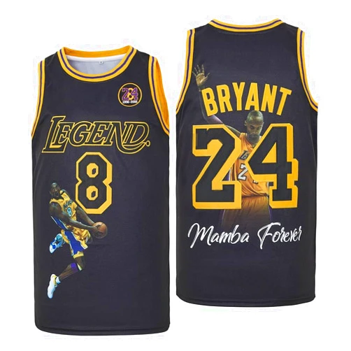 GOAYDEO Men's 8 24 Legend Jersey Black Snakeskin Short-Sleeved Hip Hop Men Basketball Jerseys S-3XL