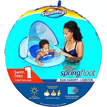 SwimWays Baby Spring Float Sun Canopy - Lobster Blue Lobster, 34