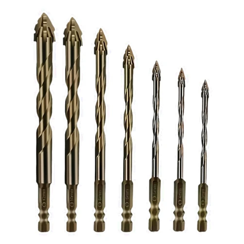 HYSDFCAZM Four-Blade Serrated Eccentric Drill Bits Set, High-Strength Carbide Tip, Multifunctional for Concrete, Glass, Wood, Metal, Tile & More, Durable Concrete & Glass Drill Bit Set, 7PCS