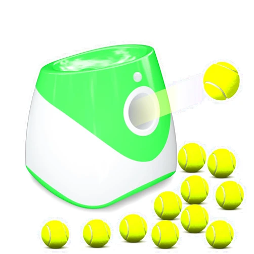 Ubistar Automatic Dog Ball Thrower Launcher with 12 PCS Tennis Balls,Thrower Distance 10-30ft, Interactive Dog Fetch Machine Toy for Small Dogs (Green)