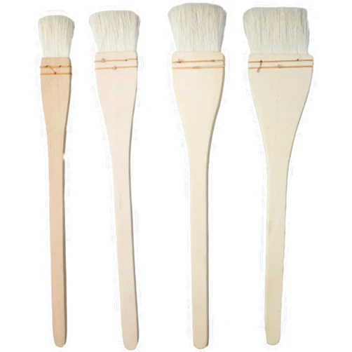 FDXGYH 4pcs Flat Hake Brushes Professional Soft Goat Hair Paintbrush with Solid Wooden Handle for Watercolor Wash Pottery Painting