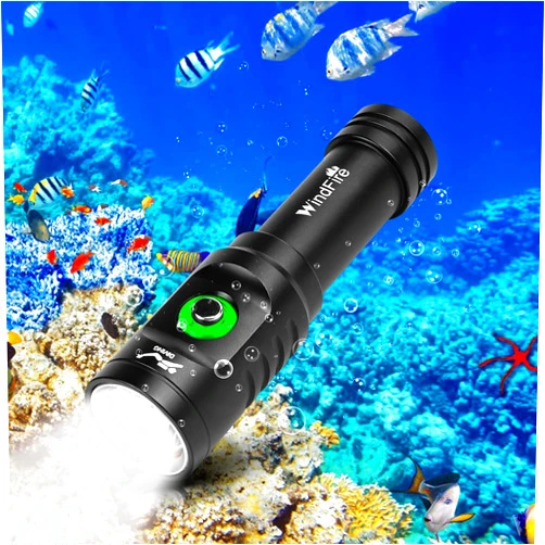 WINDFIRE 5000 Lumen Dive Light Scuba Diving Flashlight Dive Torch Rechargeable, 3 Modes Underwater Light Waterproof Flashlight, Safety Dive Lights with Battery and Charger for Night Diving