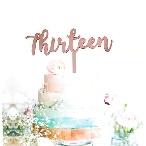GrantParty Thirteen Rose Gold Cake Topper | 13th Birthday Anniversary Wedding Party Decoration Ideas| Perfect Keepsake (13 Rose Gold)