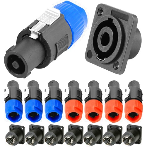 DKARDU NL4FC for Speakon Audio Connector 4 Pole Male Plug Female Panel Mount Socket Speaker Twist Lock Adapter for Neutrik for Speakon NL2FC NL4FX NLT4X NL4FC NA4LJ NA4LJX Amplifier, 16 Pcs