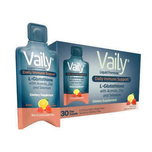 Vaily Immune Support Supplement for Adults - Liquid Glutathione Supplement 860 mg w/Acerola Vitamin C Zinc & Selenium - High Potency Antioxidant, Skin Health, Detox Every Day - 30 Single-dose Vials
