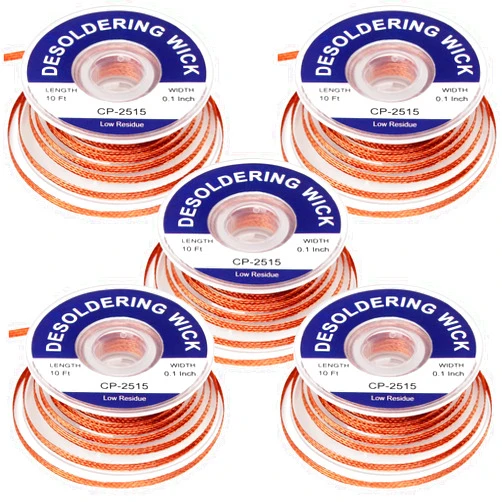 Lesnow Solder Wicks braid，Solder Sucker，10ft Length 5 Pieces No-Clean Desoldering Braided Wicks. Solder Removal Tool，Desoldering Wick Used to Remove the Solder and Disassemble Electrical Components