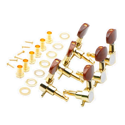 Swhmc 3R 3L Semi-Closed Golden Guitar String Tuners Tuning Keys Pegs Machine Heads Knobs Locking Tuners for Acoustic, Electric Guitar