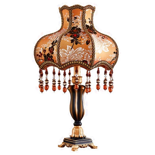 LOVAPO Traditional Table Lamps,Handmade Victorian Style Desk Lamp Fabric Drum Bell Shade Decor Light for Living Room Bedroom House Bedside Nightstand Home Office Family Entryway Reading,Brown
