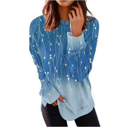VCXWTD Womens Color Block Sweatshirts Oversized Gradient Terry Tops Casual 2024 Winter Fashion Trendy Blouse