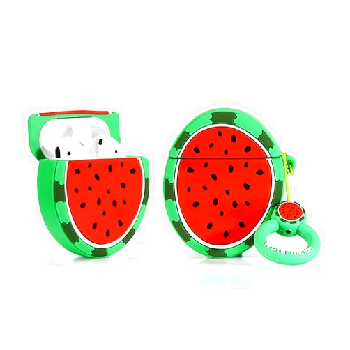 LEWOTE Silicone Case Compatible for Apple Airpods 1&2 Funny Cute Cover [Fruit and Vegetable Series](Watermelon)